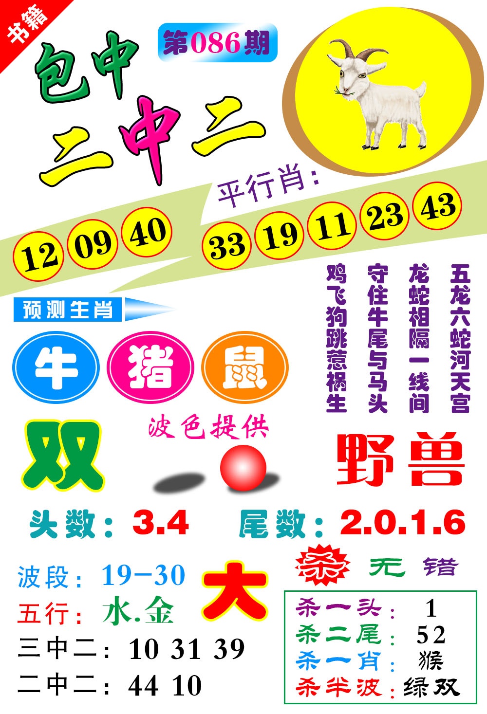 086期澳门预测生肖[图]